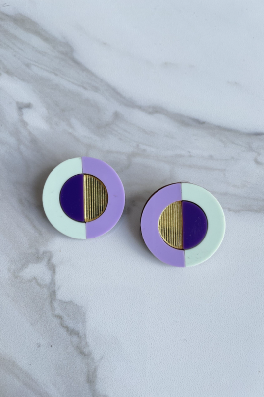 Dual Tone Studs - Purple & Mint