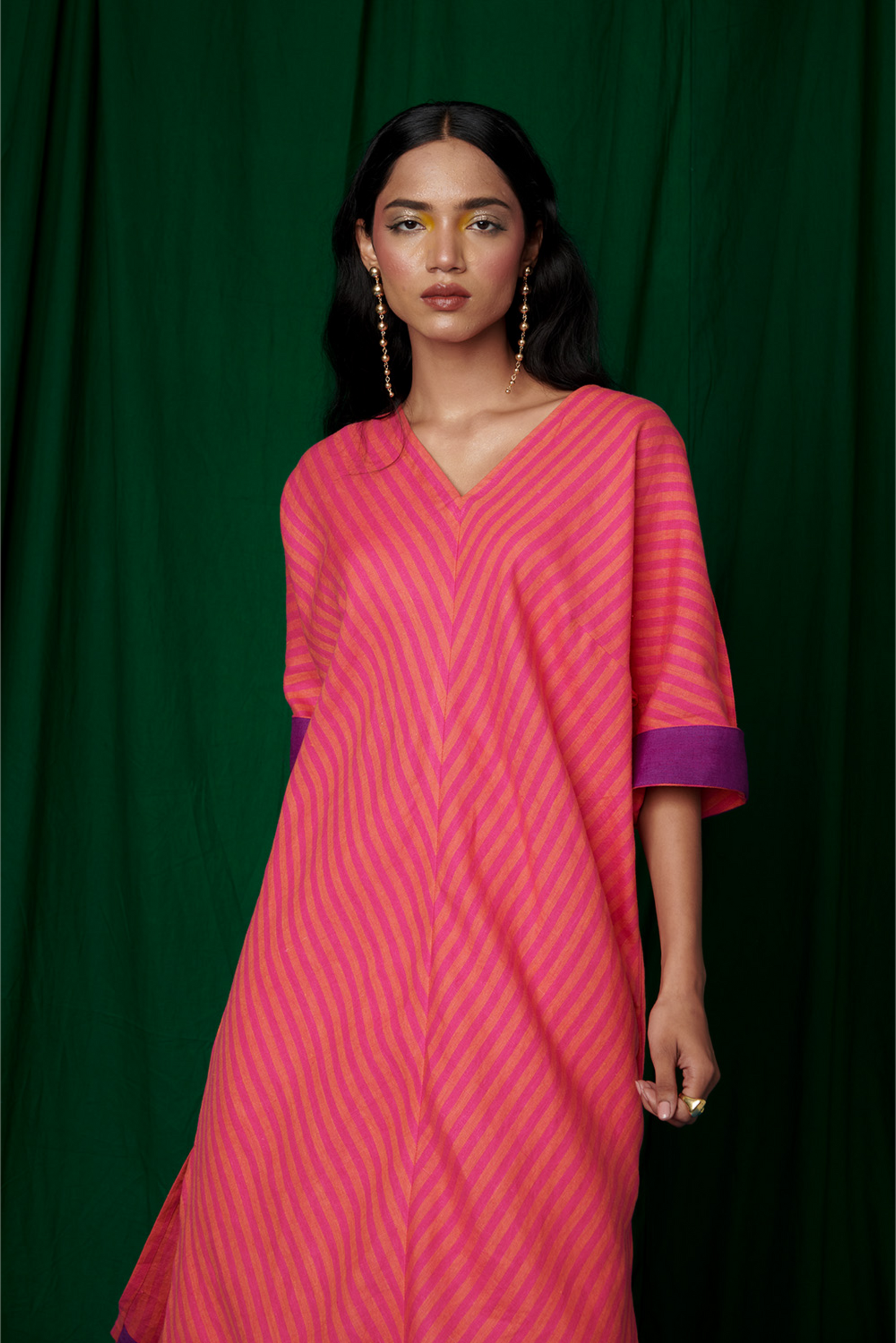 Coral Linen Dolman Kurta Set