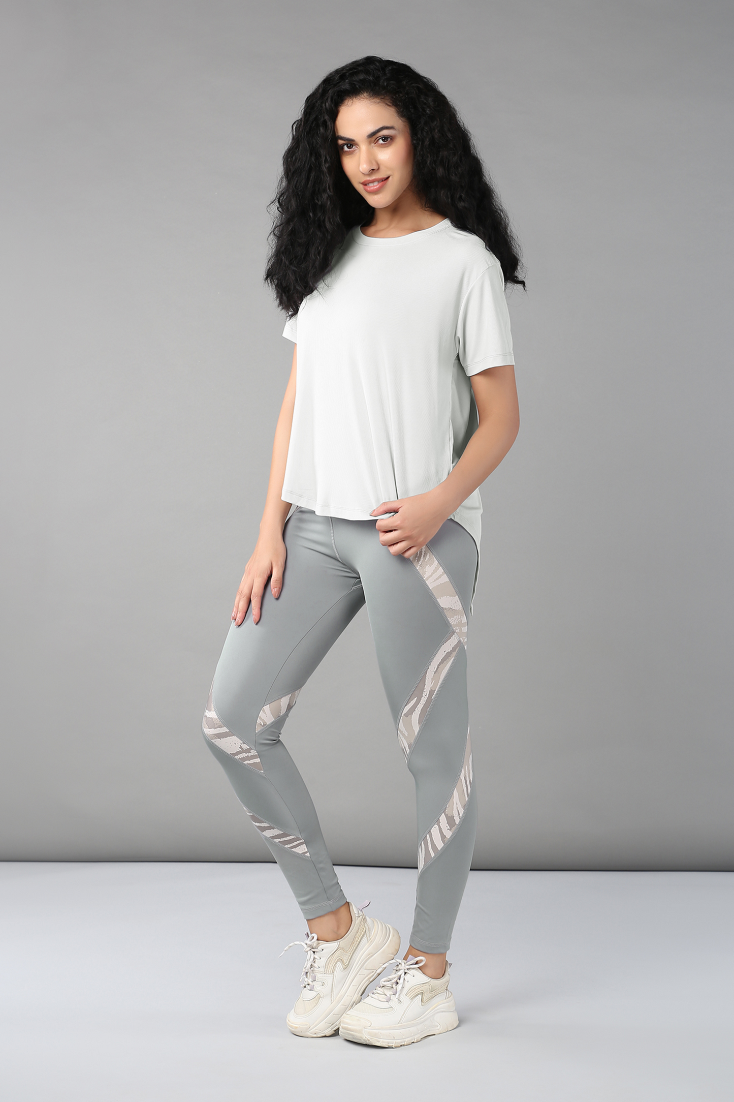 Grey Top With Patched Legging