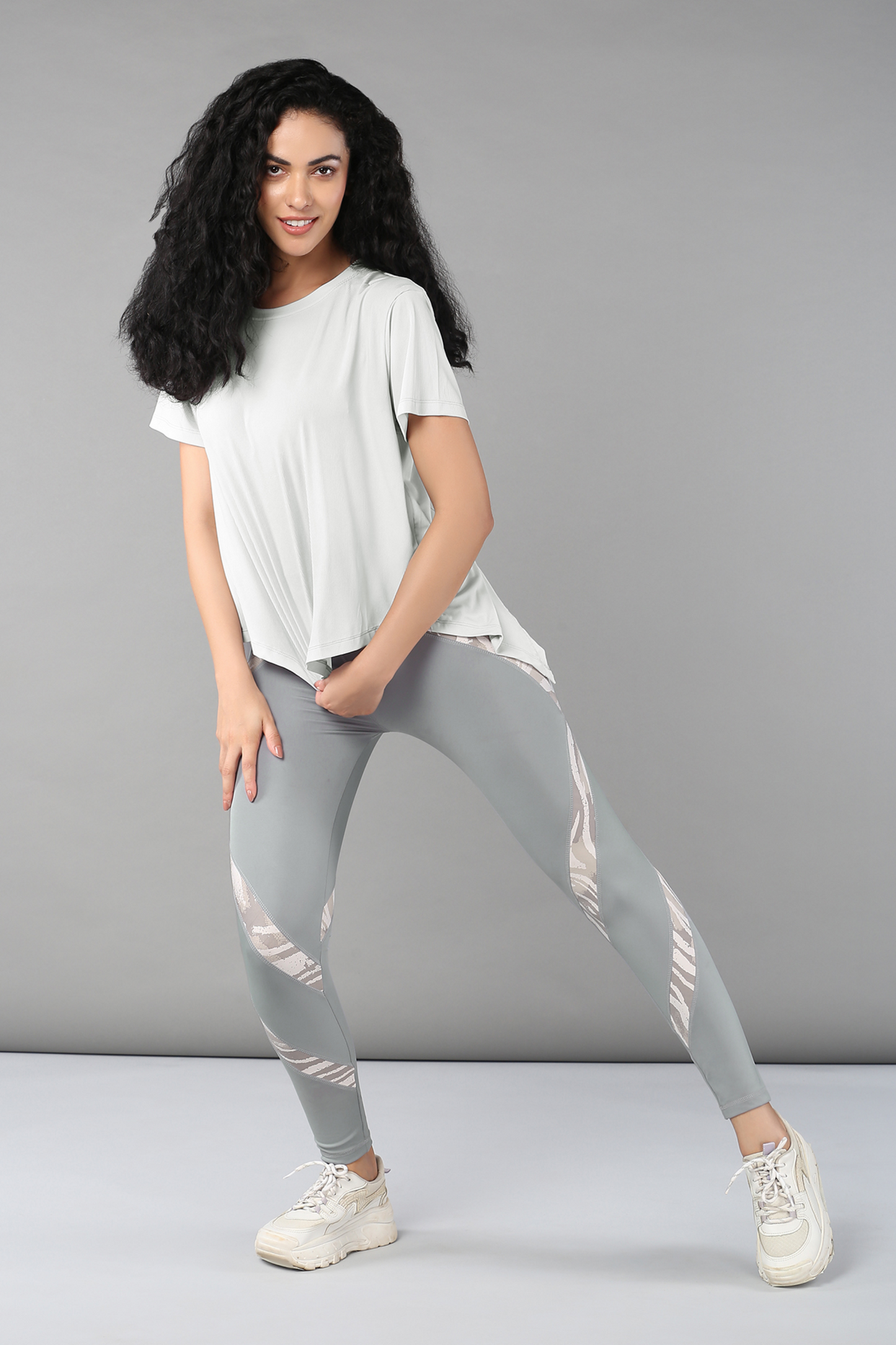 Grey Top With Patched Legging