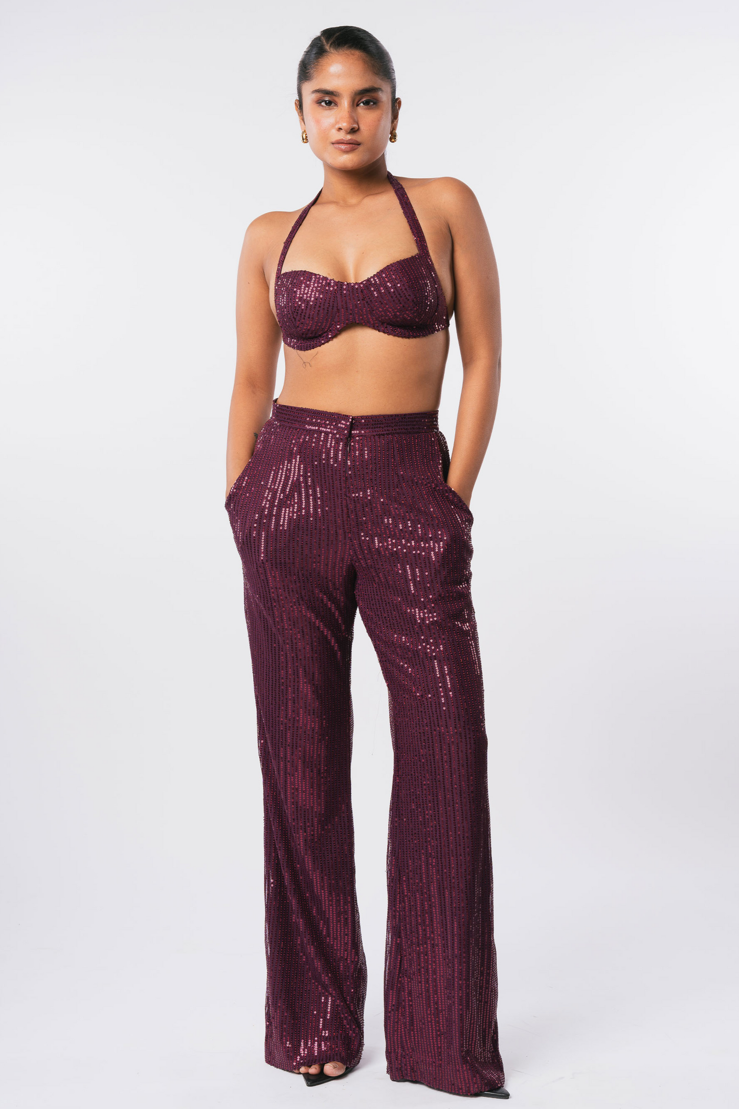 Wine Sequin Bralette