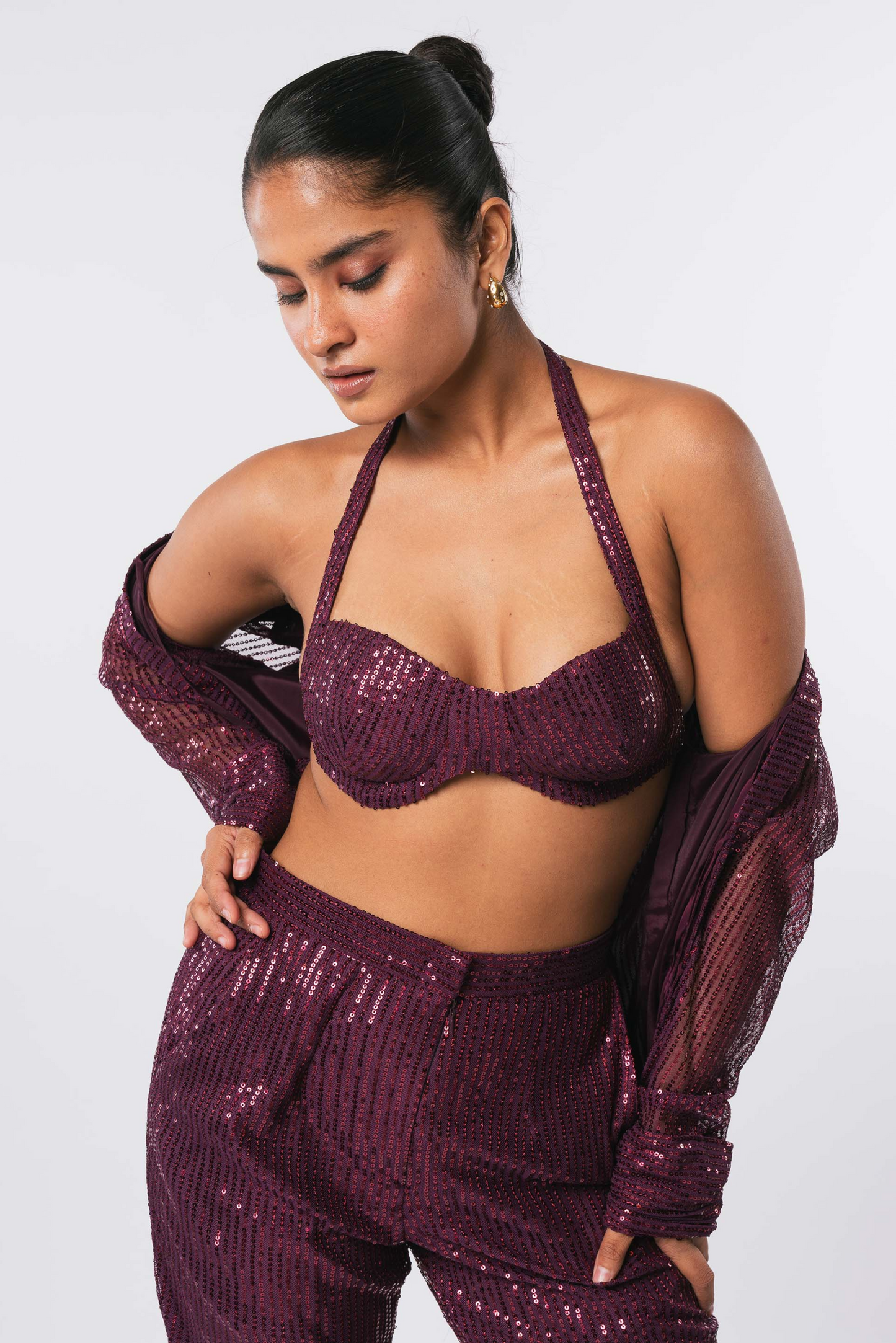 Wine Sequin Bralette