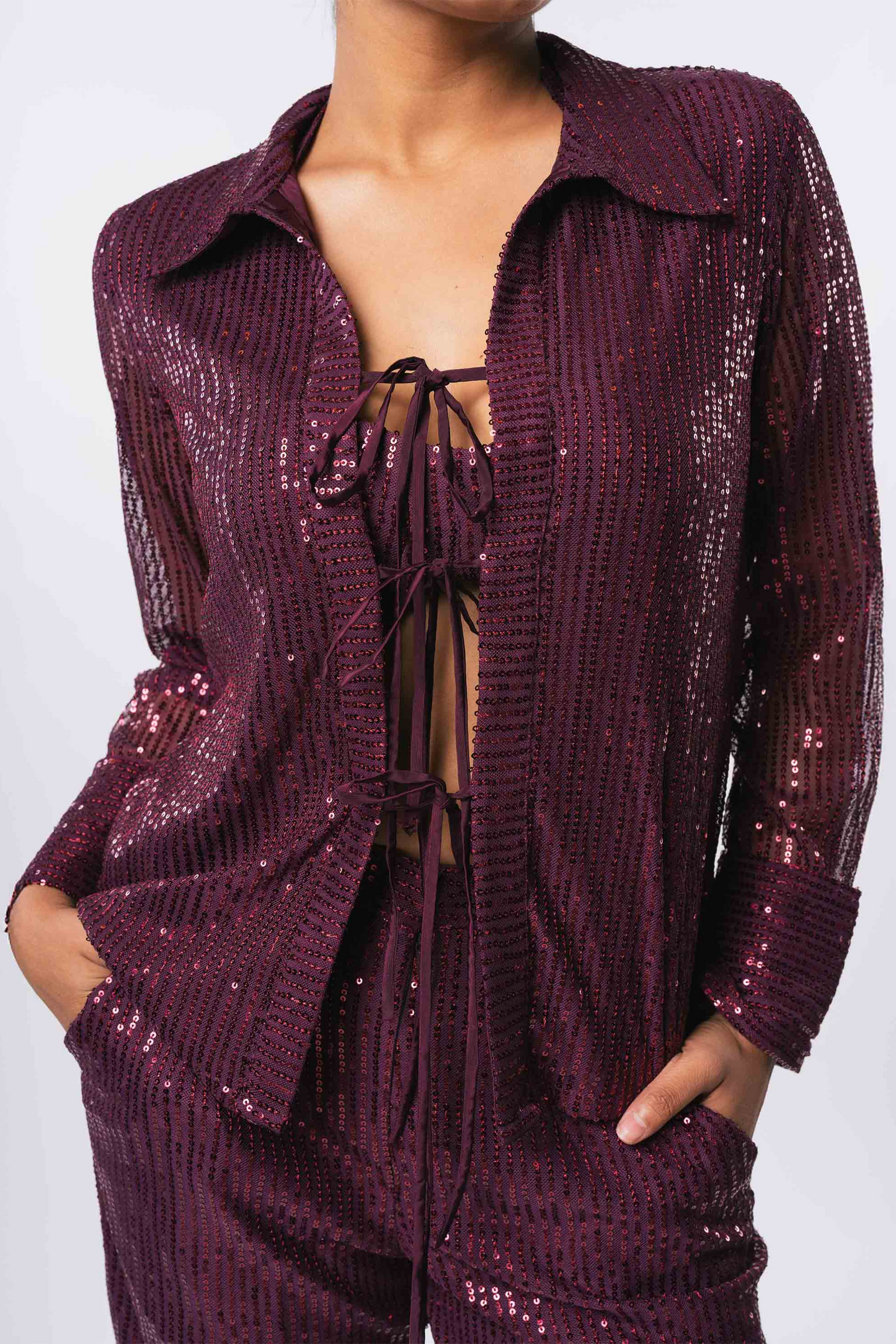 Wine Sequin Shirt